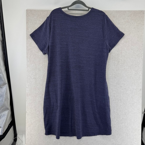 32 COOL Plus Size XXL Navy Blue Short Sleeve Cotton T Shirt Dress Pockets - Picture 6 of 9